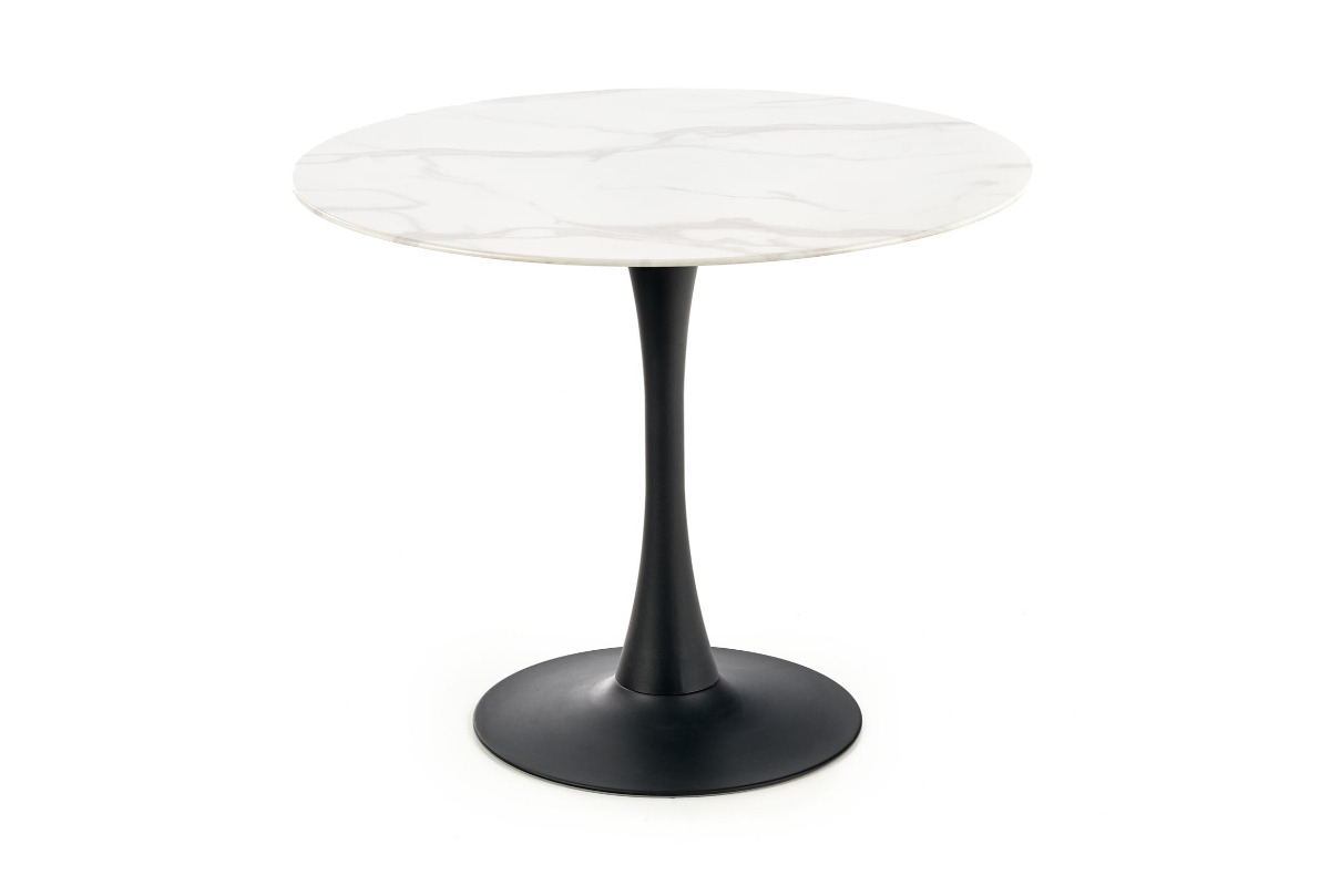 Okrúhly kuchynský stôl AMBROSIO 90 cm - biely mramor / čierna stôl ambrosio - mramor / Čierny