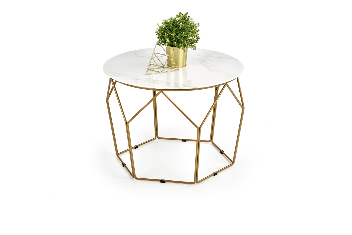 MADISON dohányzóasztal - arany / márvány MADISON Konferenční stolek Zlatý / mramor