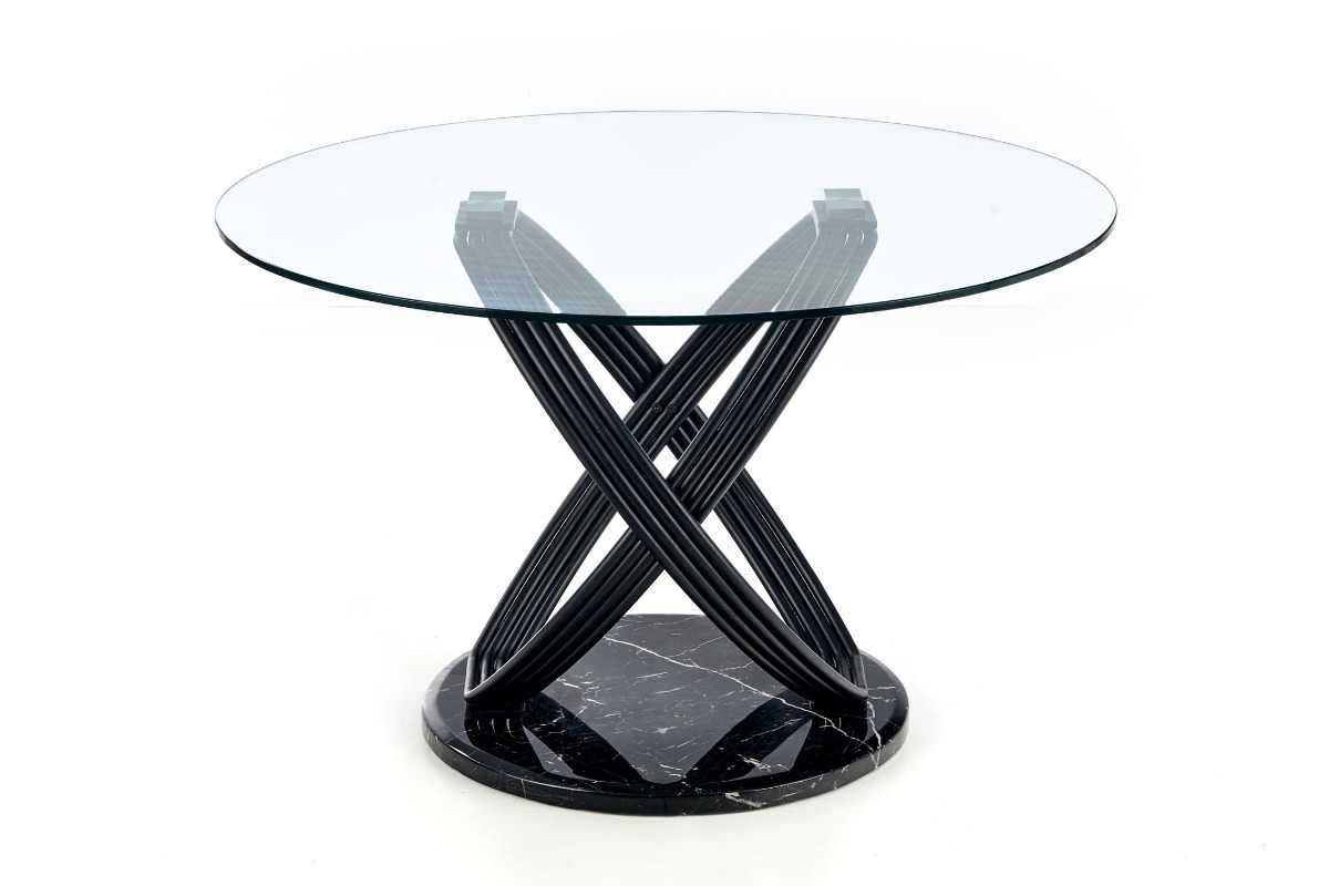 Okrúhly jedálenský stôl Optico 122 cm - priehľadné sklo / čierna stôl Optico - Transparentný / Čierny