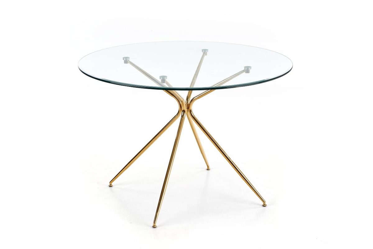 Okrúhly jedálenský stôl Rondo 110 cm - priehľadné sklo / zlatá stôl Rondo - bezfarebná / zlaté