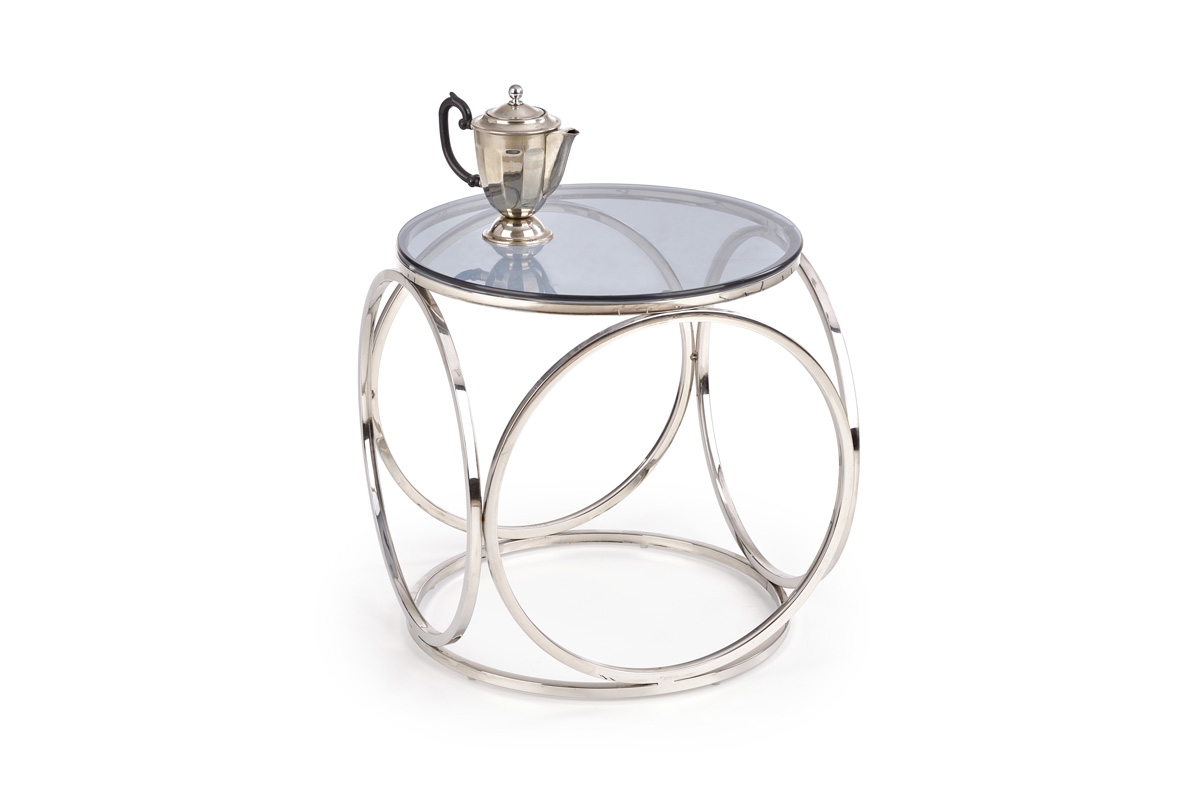 Konferenční stolek Venus S - stříbrná / kouřové sklo VENUS S Konferenční stolek, Podstavec - Stříbrný, Sklo - kouřový