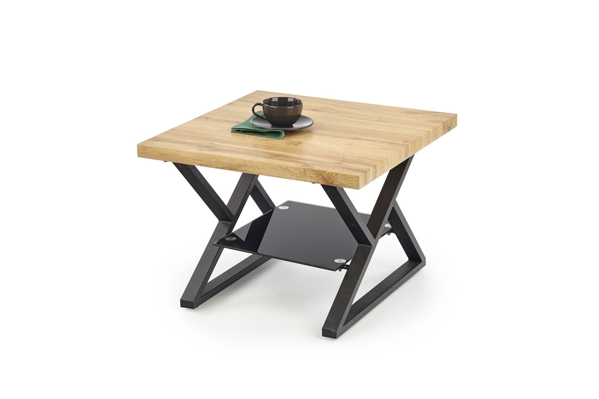 XENA KWADRAT dohányzóasztal - fekete / natúr XENA Čtverec Konferenční stolek Fekete / přírodní