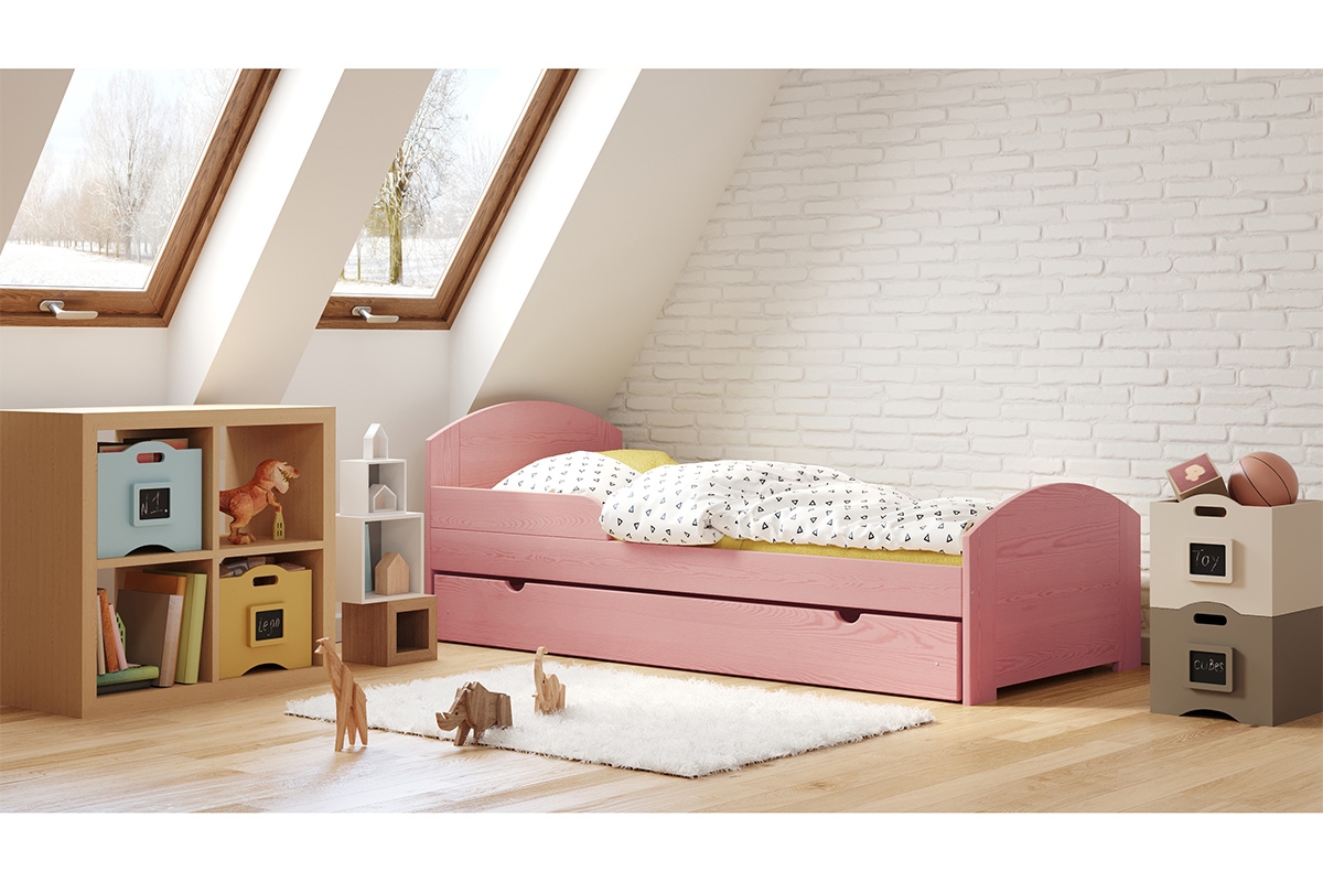 Postel dětská Fibi přízemní výsuvná rozowe Dětská postel