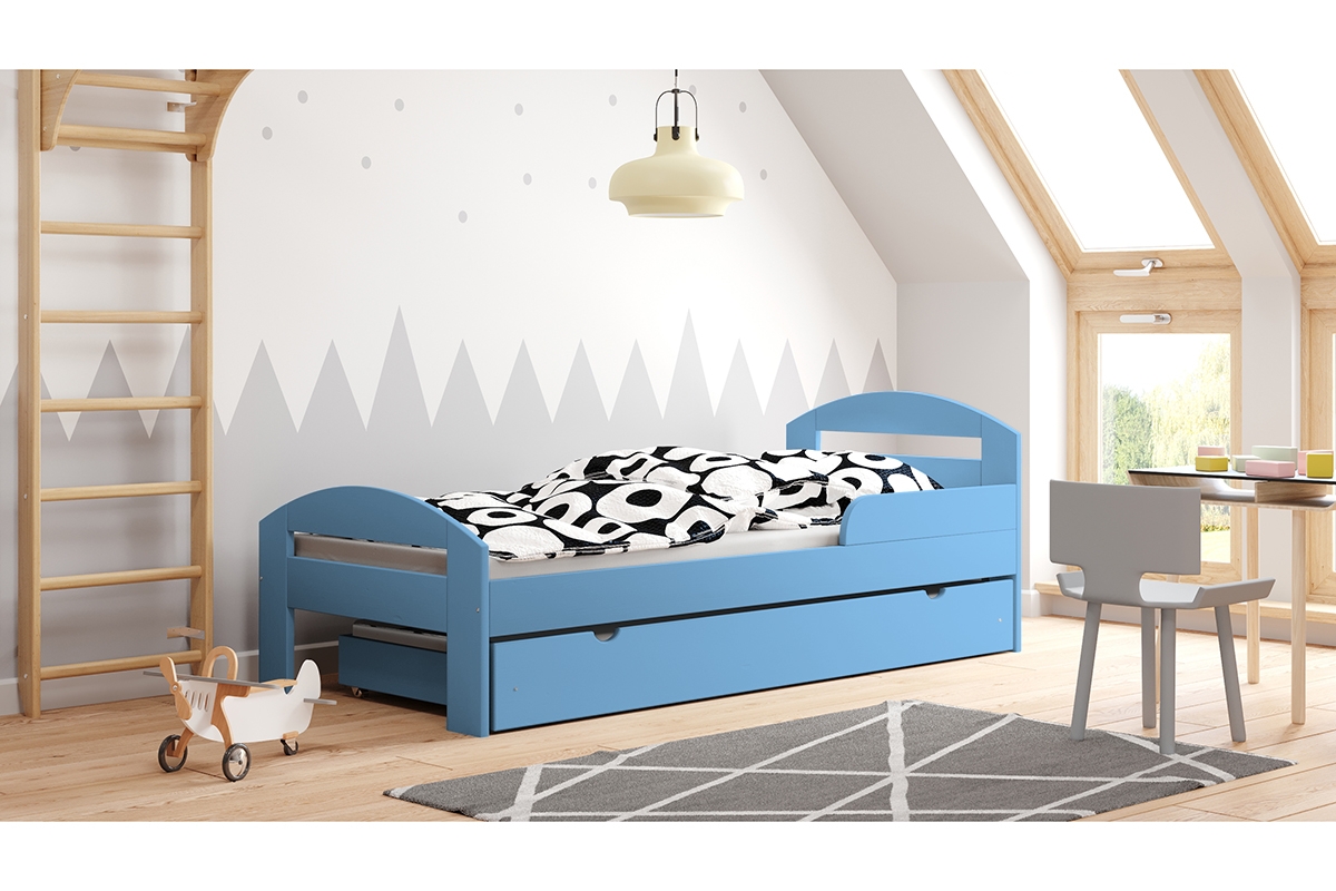 Postel dětská Wiki přízemní výsuvná Modrý postel z drewna béžovýsecznego