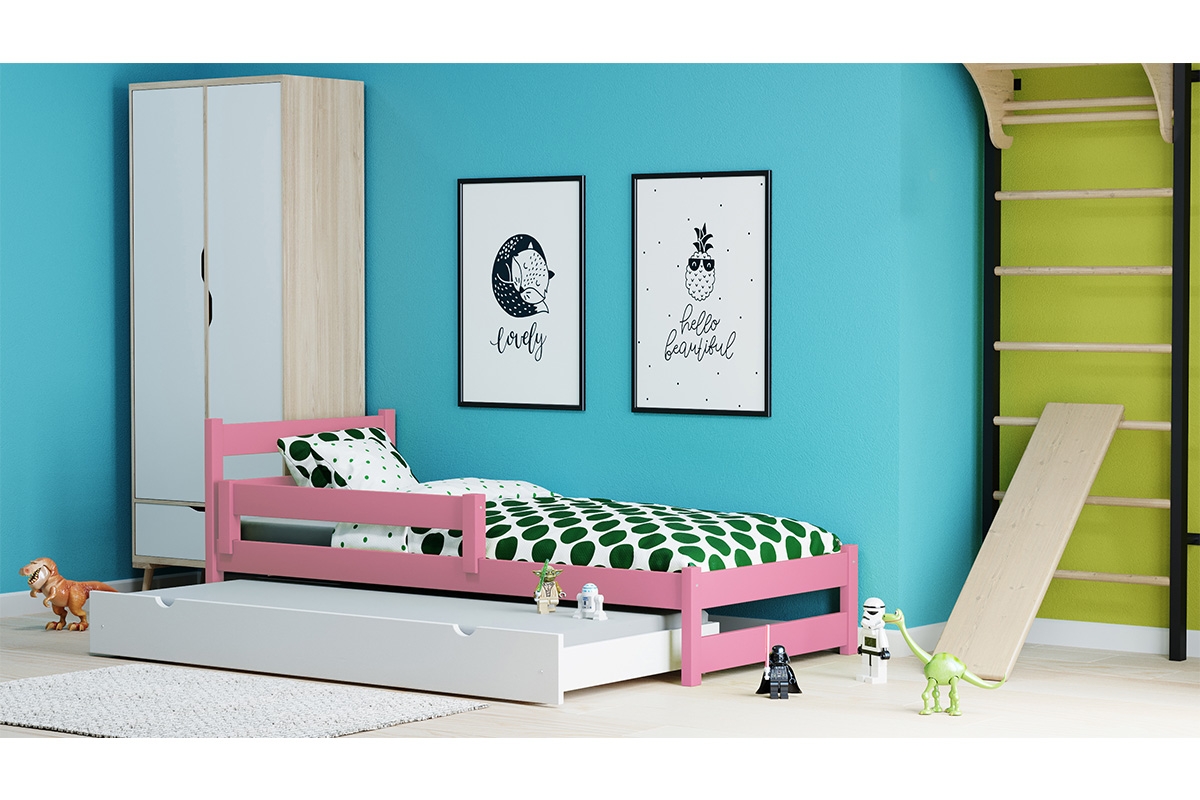 postel dzieciece přízemní výsuvná Ola  rozowe postel