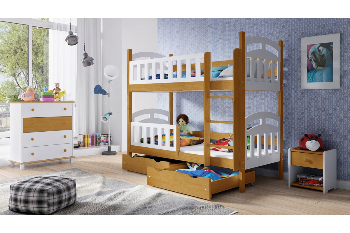Postel patrová dřevěná do 2 osoby Nati postel dětská dřevěná