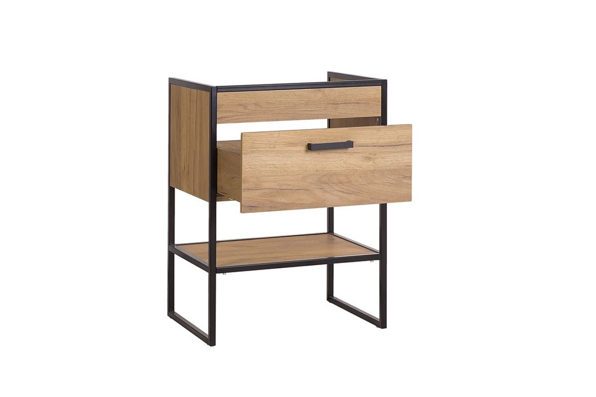 Moderní Komplet nábytku do koupelny Brooklyn - Dub Craft - 60 cm Skříňka dubová s černými vložkami