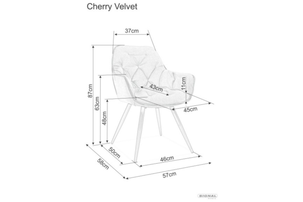 Židle Cherry Velvet - curry bluvel 68 / curry Rozměry nábytku