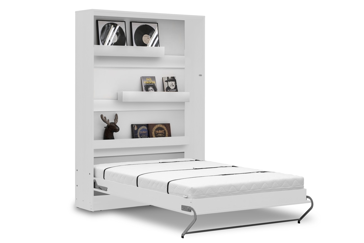 Vertikálna sklápacia posteľ Basic 120x200 - biely mat Posteľ s regálom 