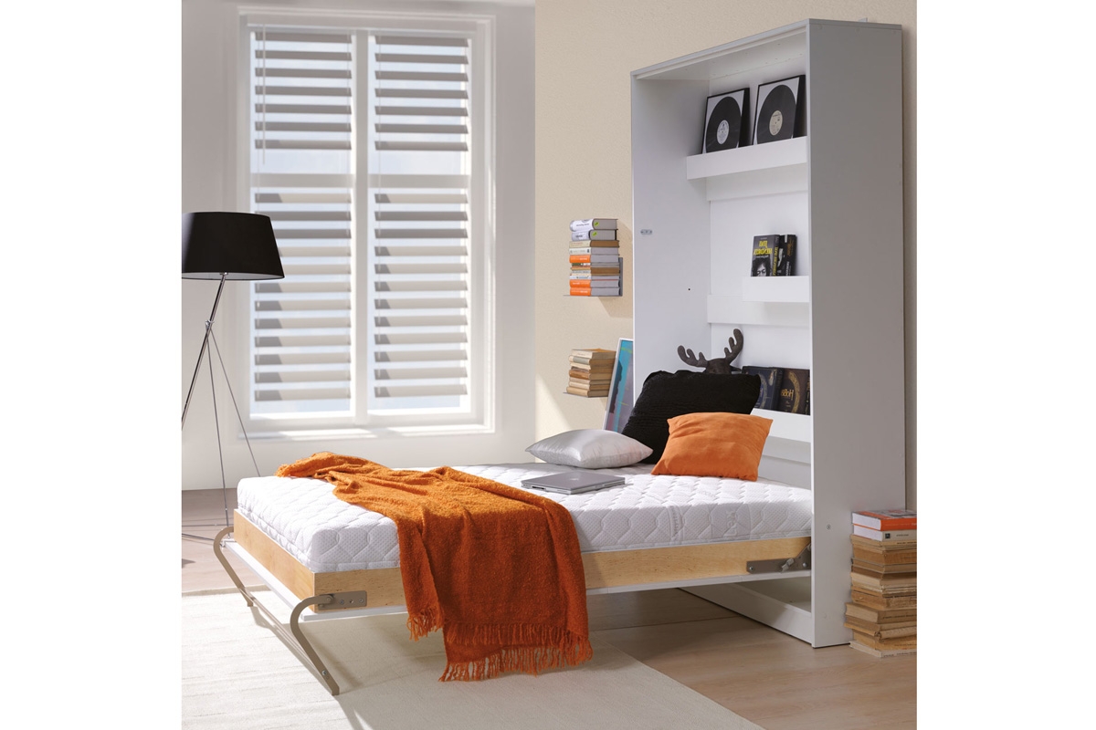 New Elegance függőleges összecsukható ágy 90x200 - fényes fehér matná sklápěcí postel