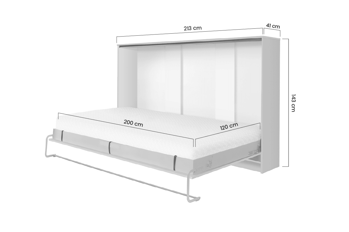 Sklápěcí postel horizontální 120x200 Basic New Elegance - Bílý mat Sklápěcí postel horizontální 120x200 Basic New Elegance - Bílý mat