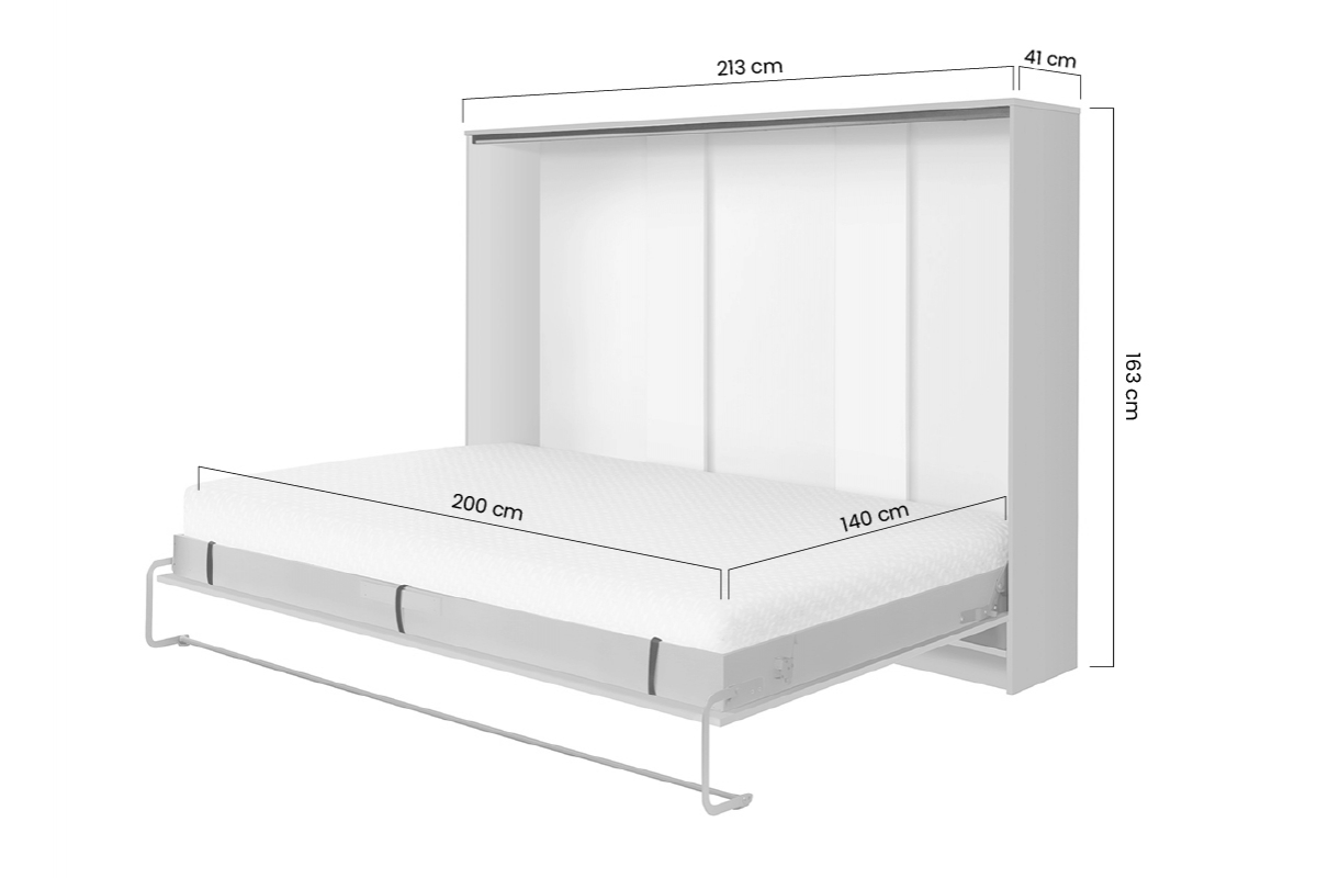 Sklápěcí postel horizontální 140x200 Basic New Elegance - Bílý lesk Sklápěcí postel horizontální 140x200 Basic New Elegance - Bílý lesk