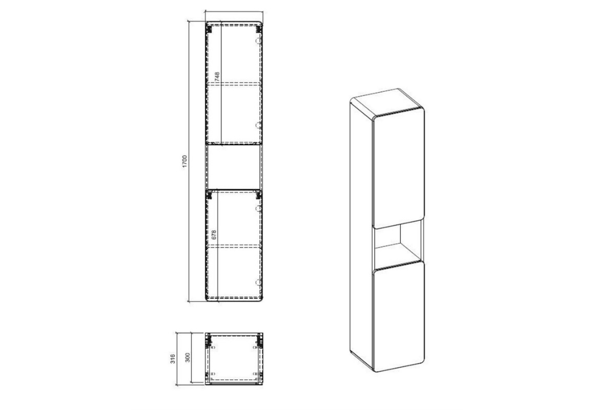 Vysoká skříňka Aruba Cosmos 800 do koupelny - dub artisan / černý mat vysoká Skříňka lazienkowa 