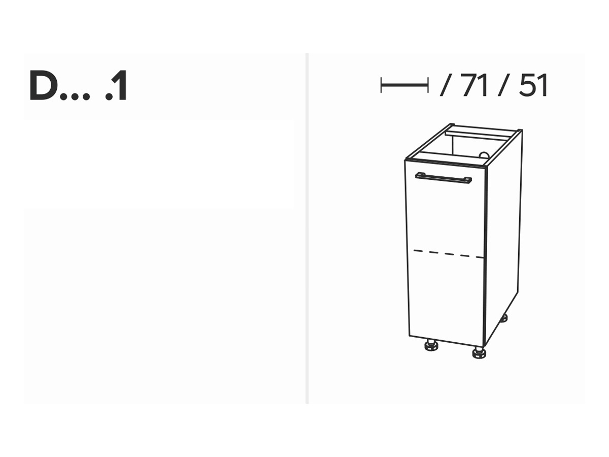 KAMMONO D30.1 - Skříňka spodní jednodveřová - P2 i K2 BLACK Schemat Skříňky