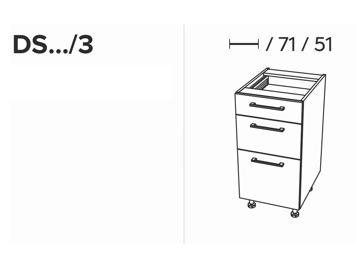 KAMMONO DS50/3 - Skříňka spodní s zásuvkami Metalbox - P2 i K2 BLACK Schemat Skříňky