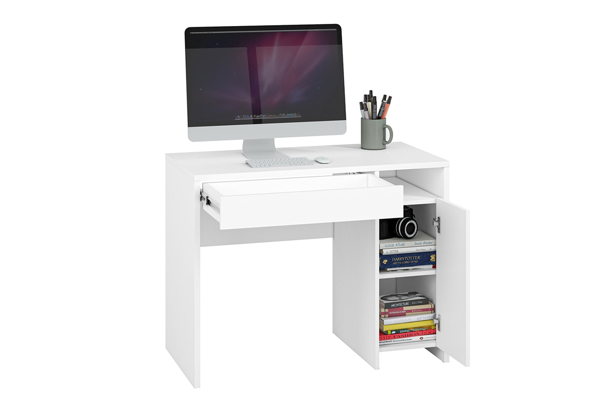 psací stůl wolnostojace Kendo 02 z szuflada 102 cm - Bílý Psací stůl volně stojící