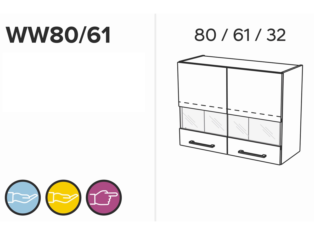 KAMMONO K2 BLACK WW80/61 - Vitrína závěsná dvoudveřová Schemat Skříňky