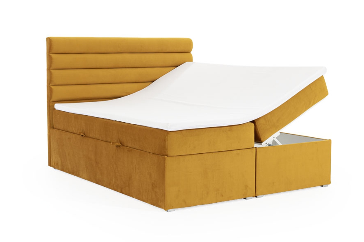 Boxspring postel Riminis 140x200 Žluté postel do sypailni s úložným dostorem