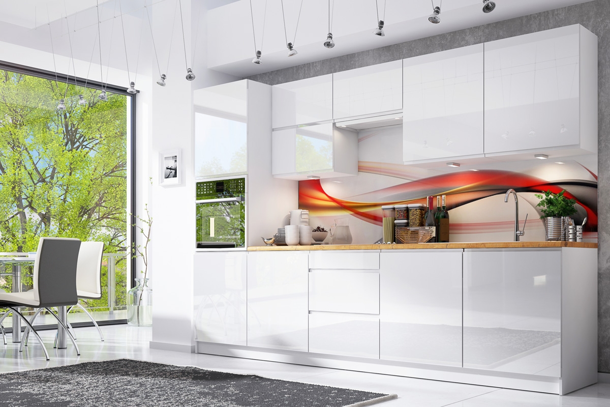 Kuchyňa Aspen biely lesk - 300cm - Komplet kuchyňského nábytku Kuchyňa Aspen biely lesk - 300cm