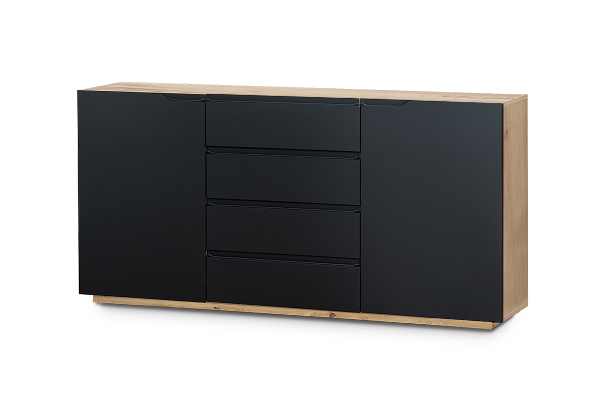Comoda cu două uși și 4 sertare Loftia - artisan/negru mat komoda 165 cm