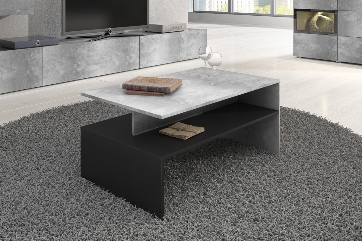 Stôlík kawowy Baros 99 - 100 cm - svetlý beton / Čierny Komplet nábytku betón 