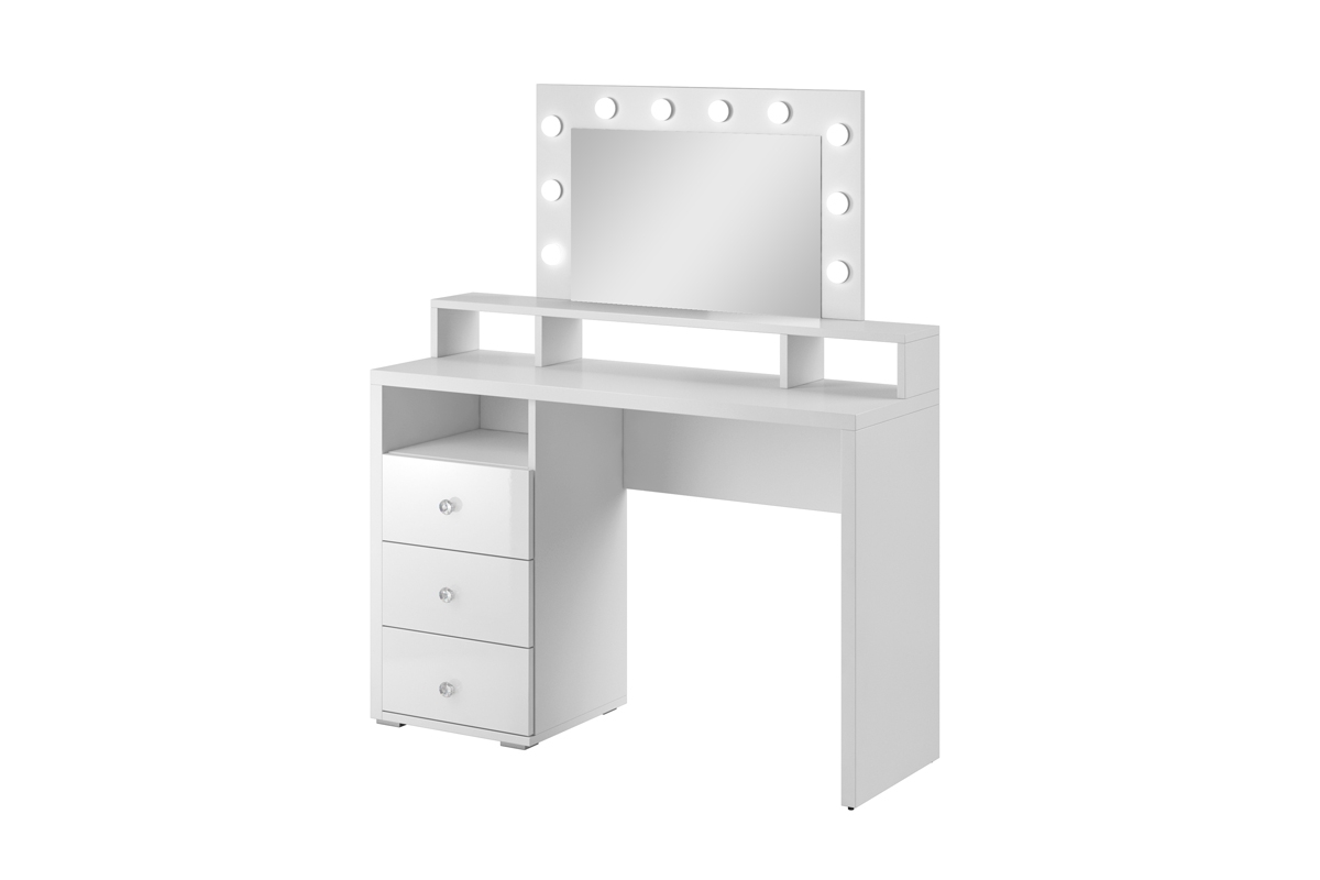 Toaletní stolek Diva z osvětlením i zásuvkami 120 cm - Bílý mat Toaletní Stolek se zrcadlem 