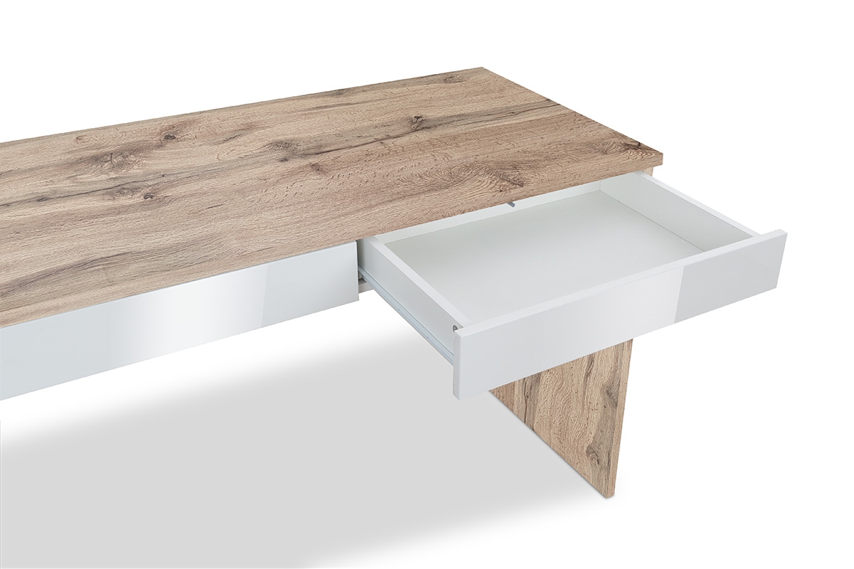 Písací stôl voľne stojaci Combo 14 - Dub wotan/MDF biely lesk - Koncovka Série Písací stôl Combo Dub wotan