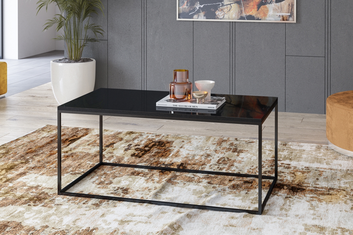 Konferenční stolek Helio 99 - černá / černé sklo stolek do obývacího pokoje 
