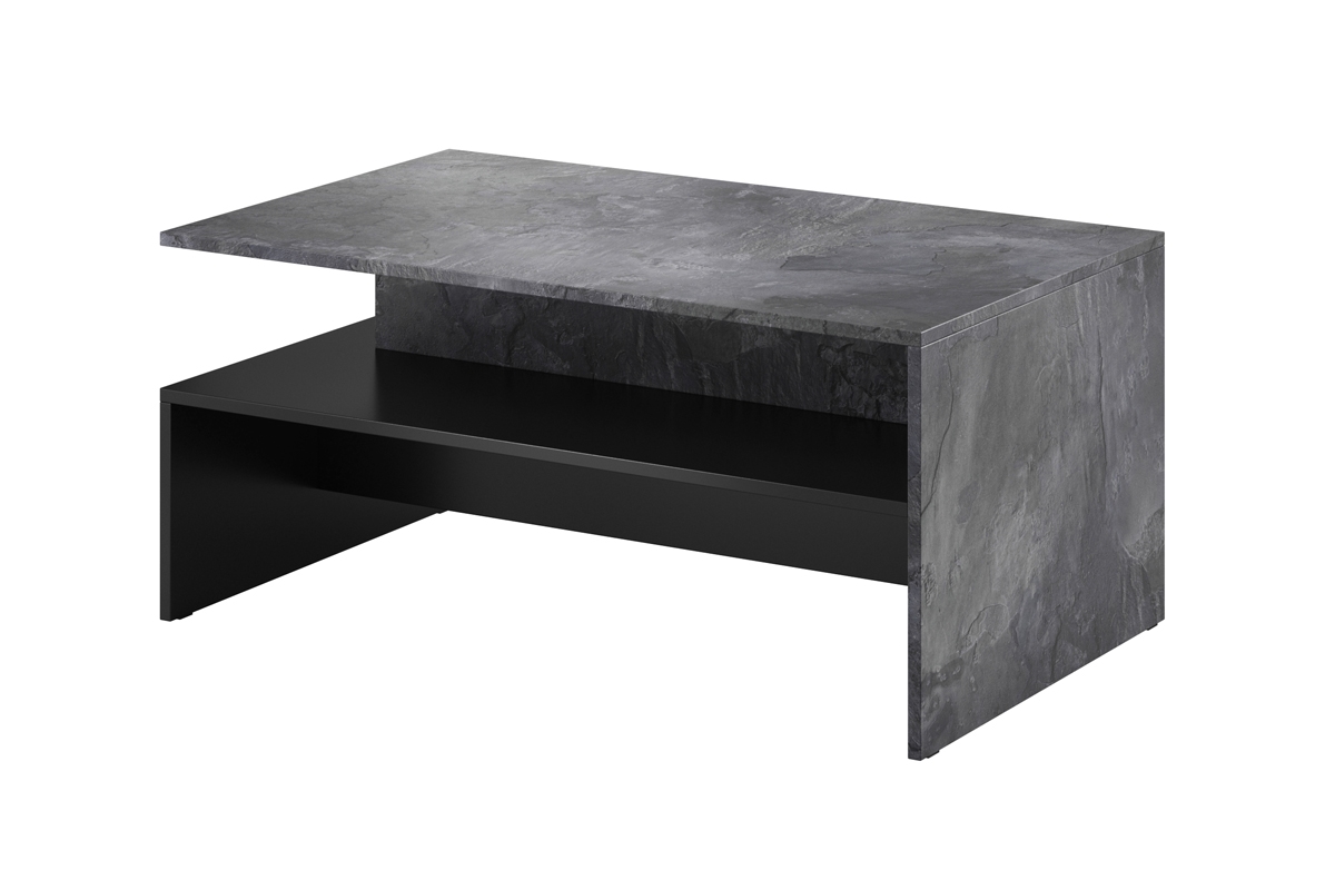Stôlík kawowy Baros 99 z polka 100 cm - tmavý beton / schiefer / Čierny ława beton