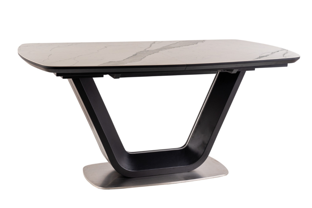 Komplet Stůl rozkládací Armani - mramorový efekt + 4 Židle Cherry Velvet - curry Designérský Stůl
