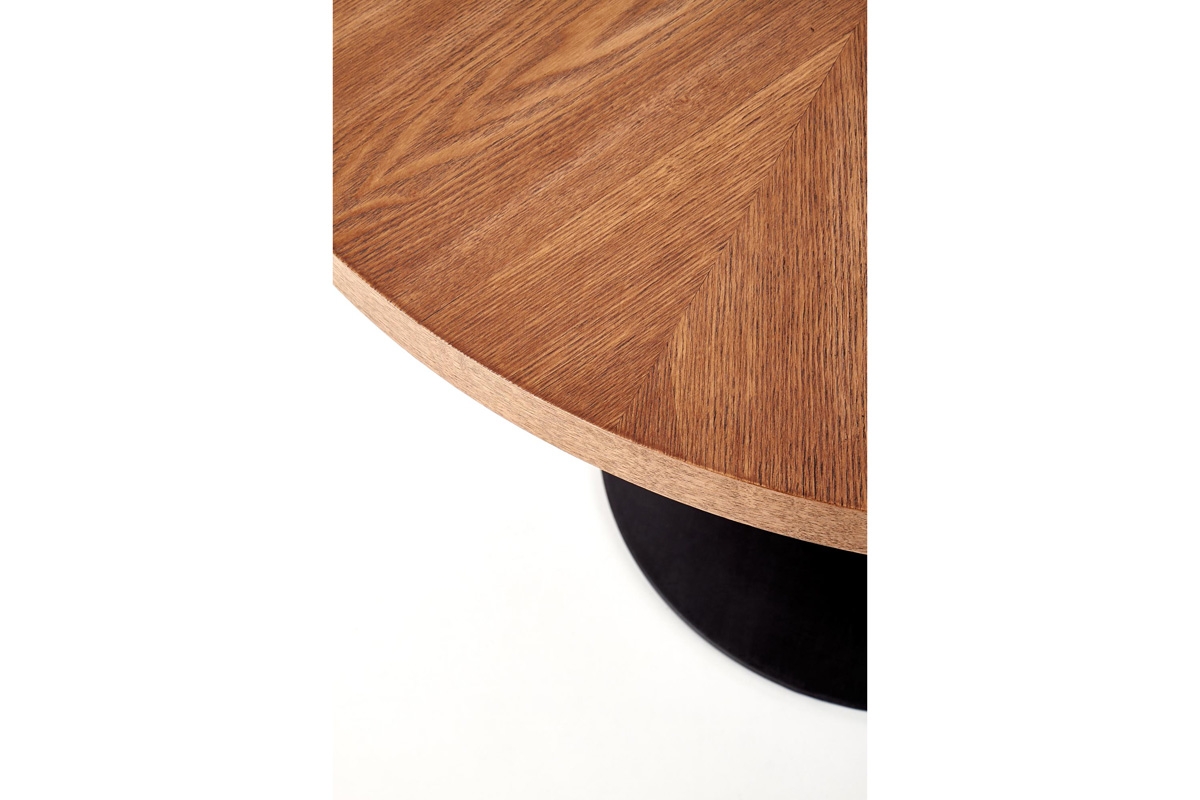 Set Masă de sufragerie Carmelo - nuc / negru + 3 scaune tapițate K396 - nuc / negru deska s přírodní dýhou