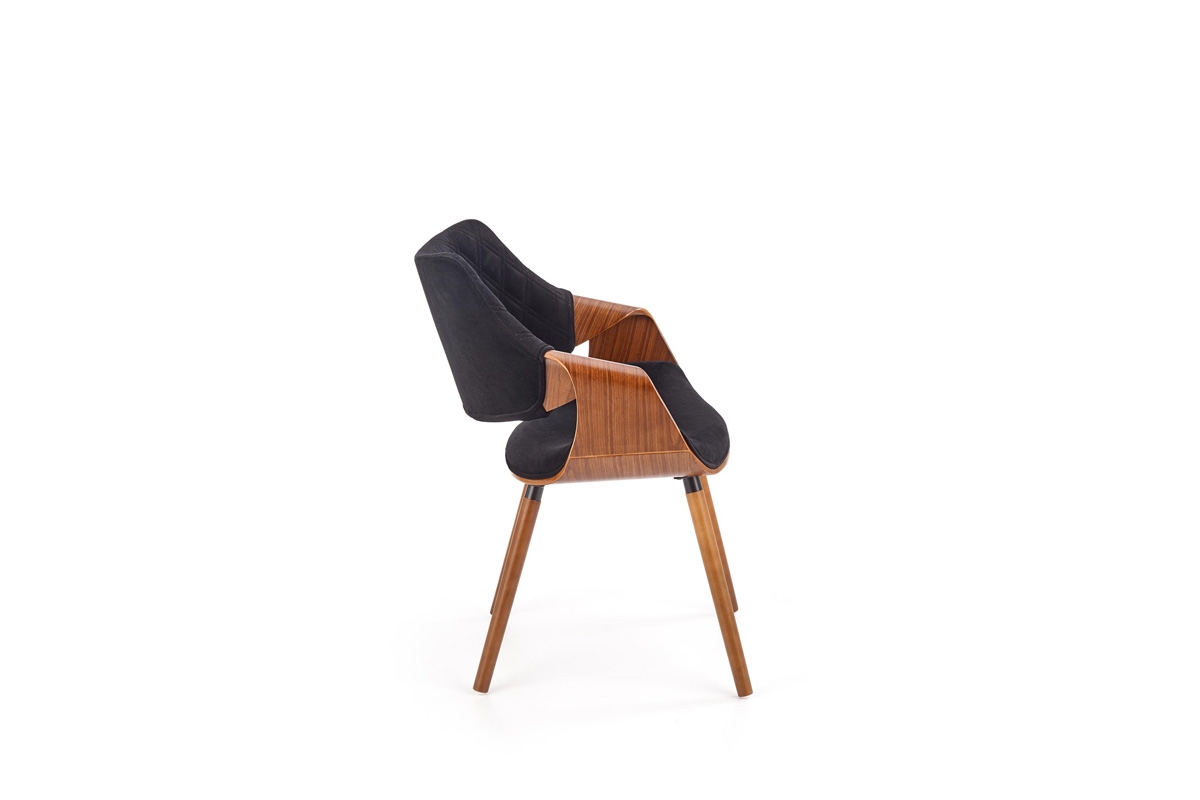 Set Masă de sufragerie Carmelo - nuc / negru + 3 scaune tapițate K396 - nuc / negru židle čalouněné sametovou látkou