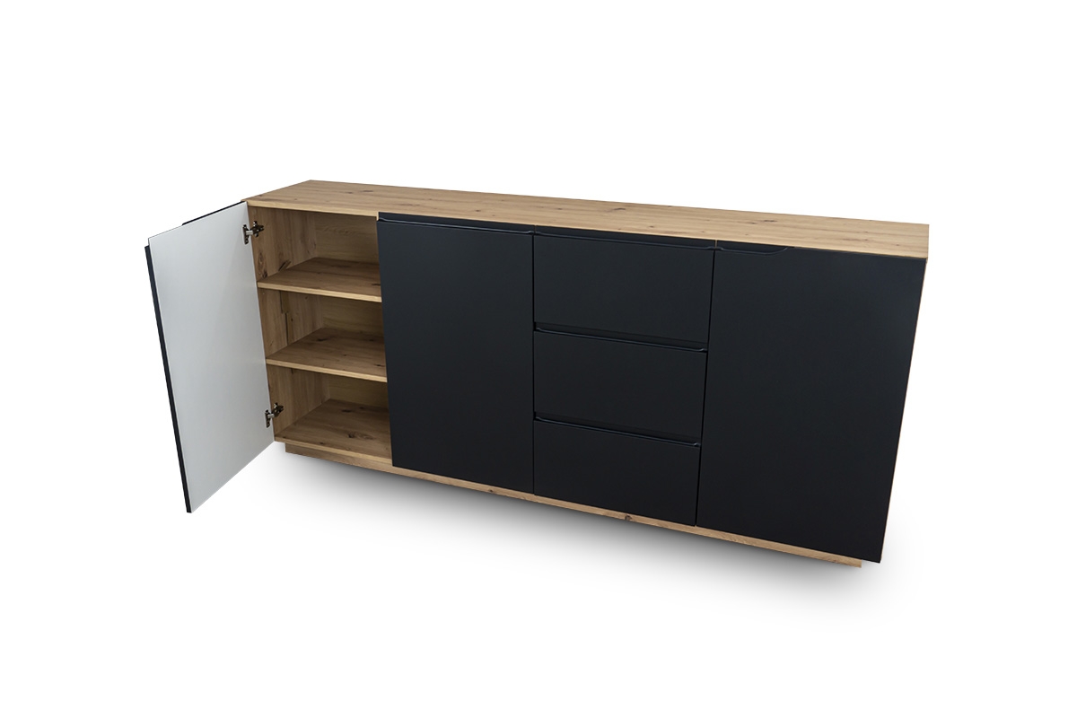 Komplet nábytku do obývacího pokoje Loftia 3 - artisan/Černý mat  komoda se zásuvkami