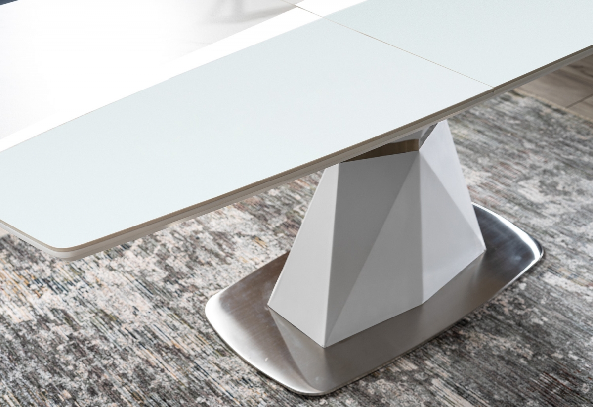 Stůl CORTEZ bílý MAT 160(210)X90 elegantní stůl do obývacího pokoje