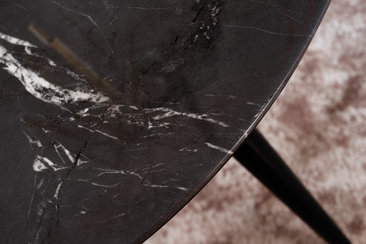 Stôl CYRYL II Čierny EFEKT KAMIENIA/Čierny/zlatý STLEAZ FI100 stôl okrúhly- efekt kamienia