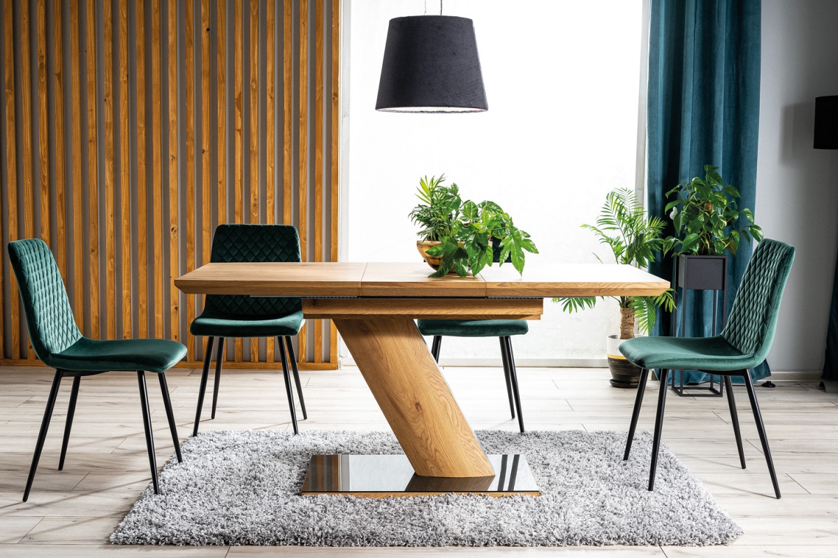Stolička IRYS VELVET Čierny rám/Zelený BLUVEL 78 tapicrowane Stôličky