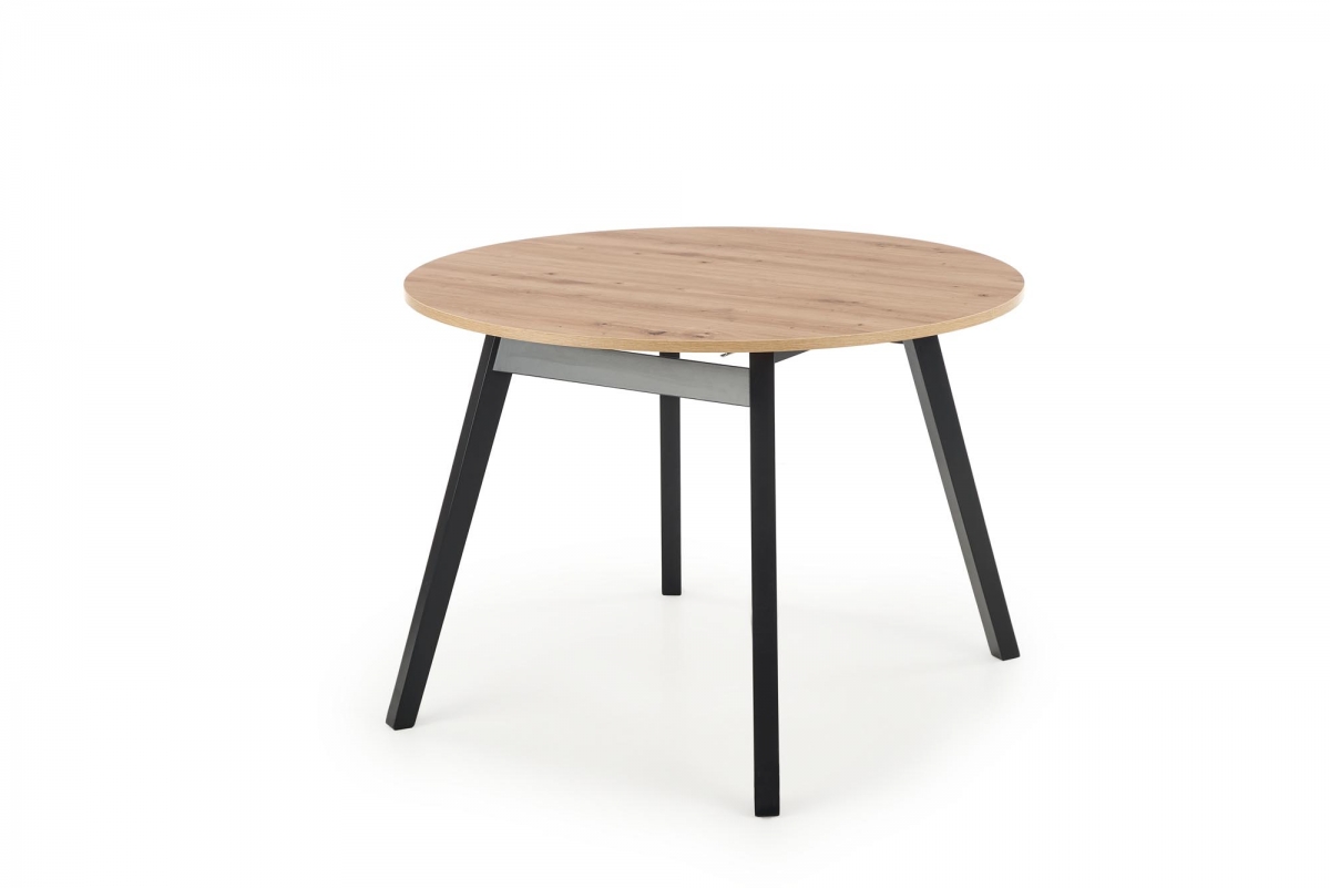 Okrúhly rozkladací stôl RUBEN 102-142x102 cm - dub artisan / čierna RUBEN stôl Farba Pracovná doska - Dub artisan, nogi - Čierny