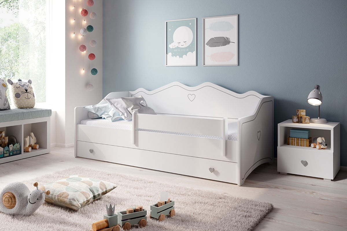 Dětská postel jednolůžková s matrací a rámem Lily 80x160 - Bílý postel bílá do holku