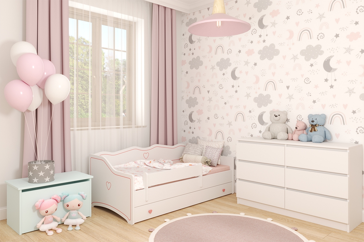 Dětská postel jednolůžková s matrací a rámem Lily 80x160 - Bílý postel