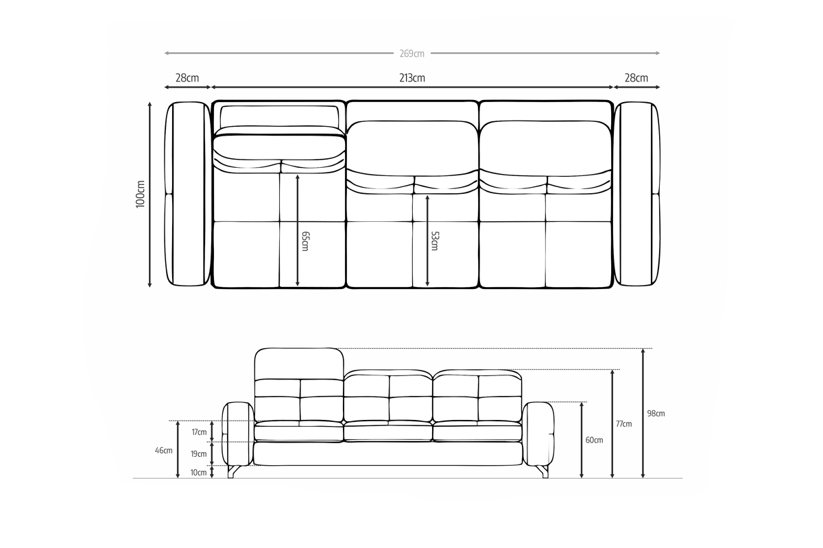 Belavio III háromszemélyes, kinyitható kanapé Pohovka Belavio je třímístnou nabídkou