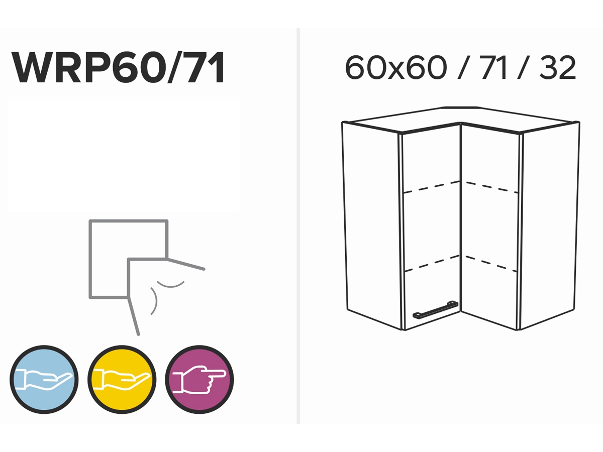 KAMMONO WRP60/71 - Skříňka závěsná rohová - P2 i K2 BLACK  skříňka kuchyňská