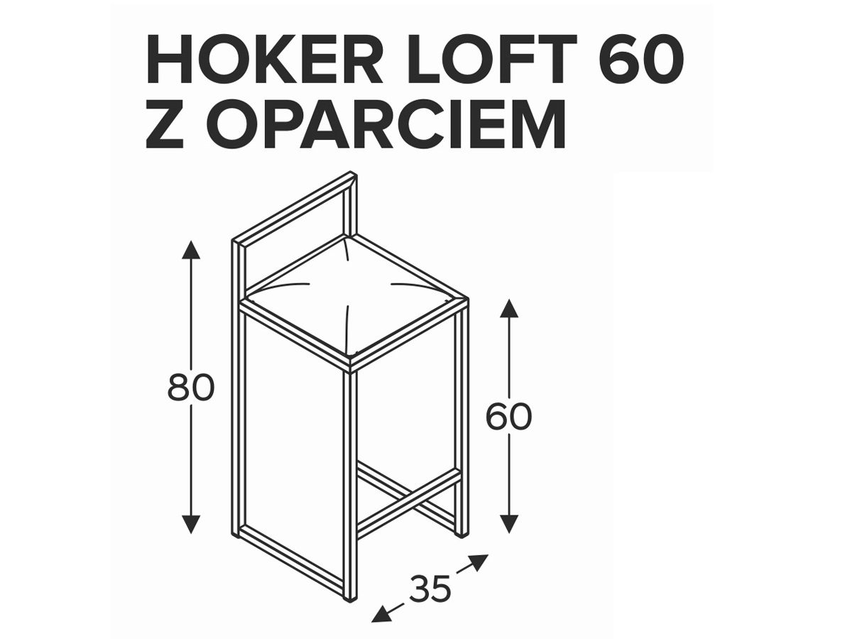 KAMMONO Barová Stolička Loft 60 s operadlom - kuchynská barová stolička Schemat elementu