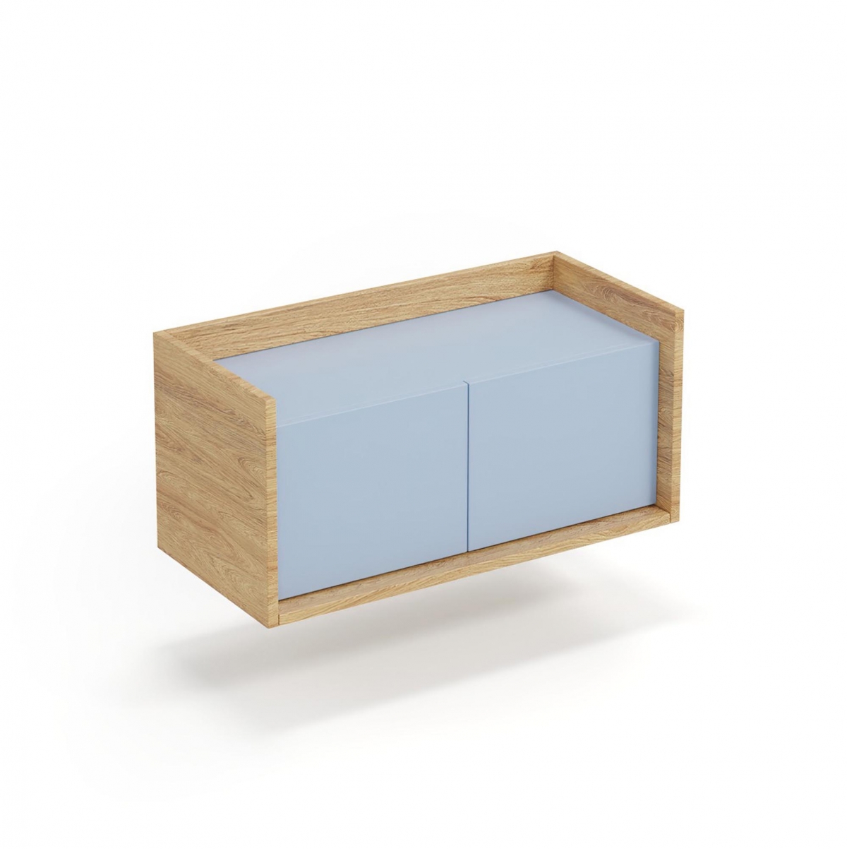 Dulap MOBIUS 2D corp jos : nuc natural, părți frontale - albastru orizont mobius skříňka nízká 2D korpus: hikora přírodní, přední části - Modrý obzor
