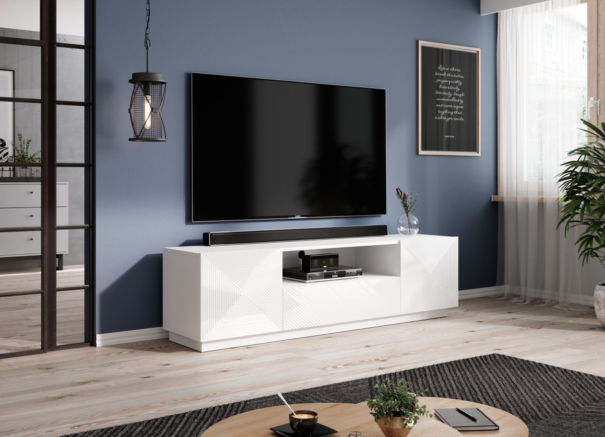 Asha TV-szekrény 167 cm - fényes fehér Skříňka tv Asha 167 cm - Bílý lesk