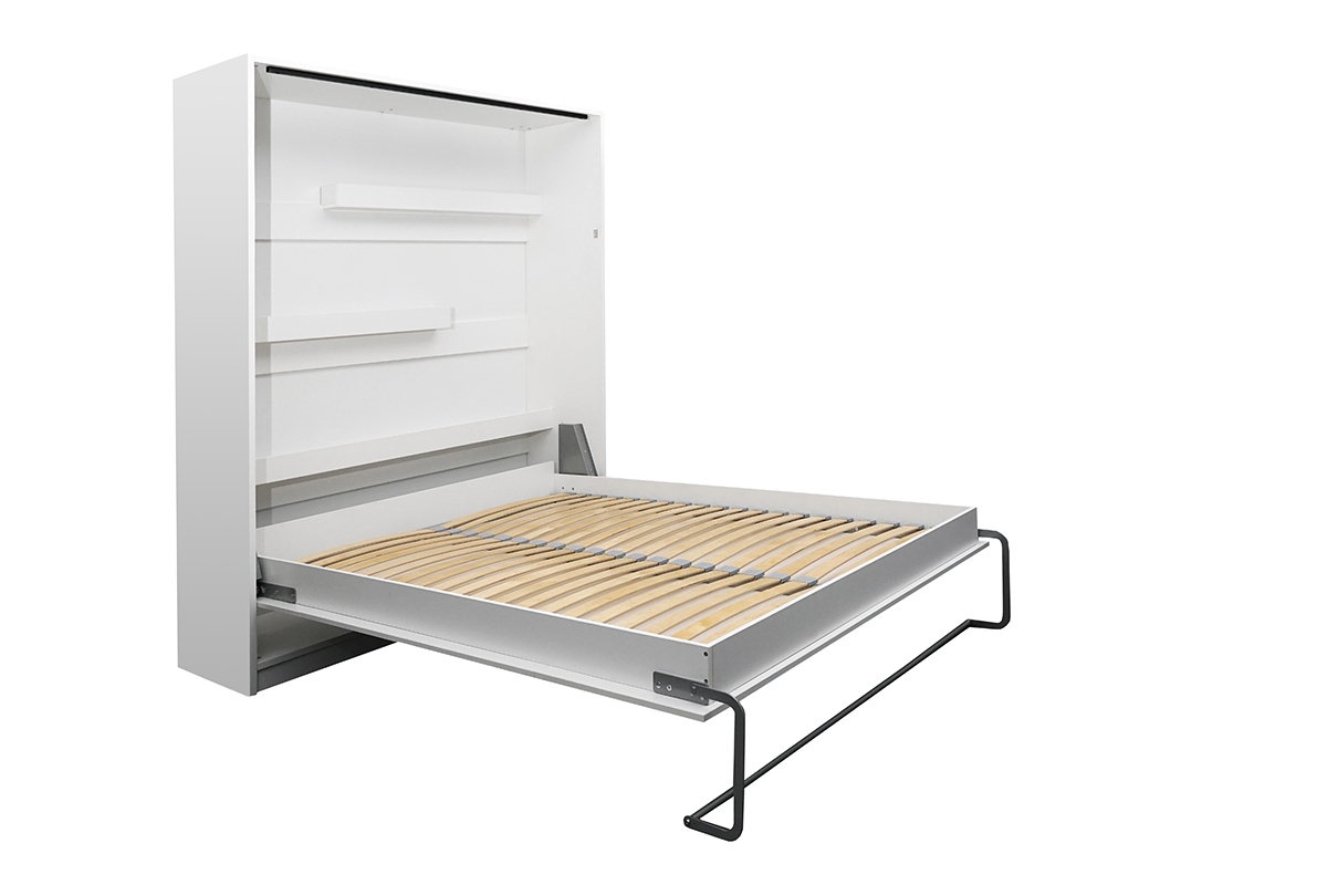 Sklápacia posteľ Modern vertikálna - 160x200 cm - biely mat Sklápacia posteľ s roštom