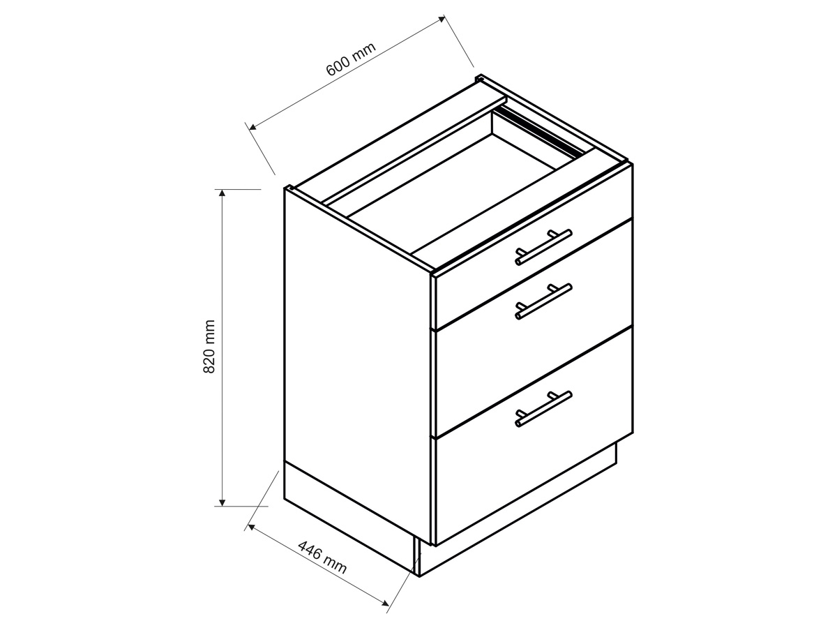 Vita D60 S/3 - Skříňka dolní se zásuvkami kovbox Skříňka dolní se zásuvkami kovbox