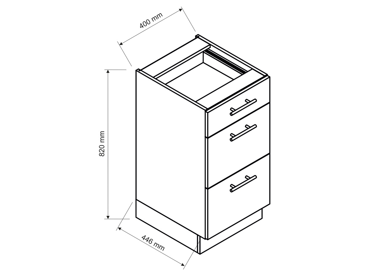 Vita D40 S/3 - Skříňka dolní se zásuvkami kovbox Skříňka dolní