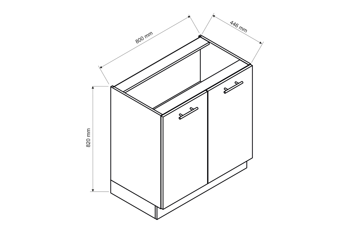 Emma D80 - Skříňka spodní dvoudveřová axiometrický výkres