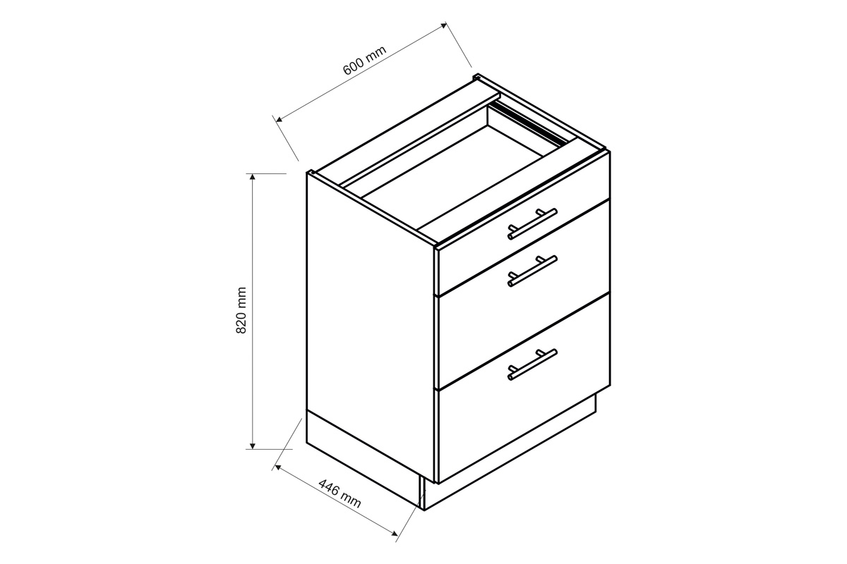 Emma D60 S/3 - Dolná skrinka so zásuvkami kovbox Dolná skrinka so zásuvkami kovbox