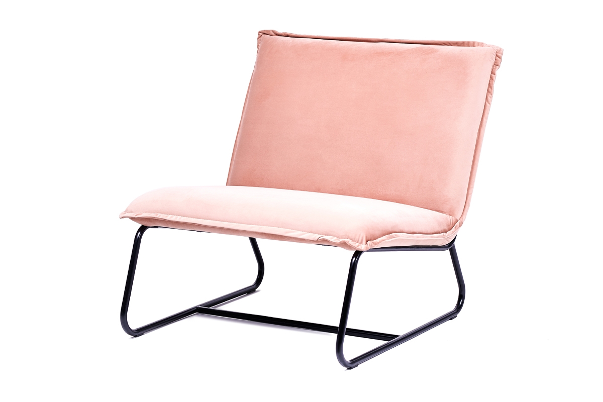 Křeslo odpočinkové loft Paris - samet pudrowy Růžová - Výprodej różowy fotel 